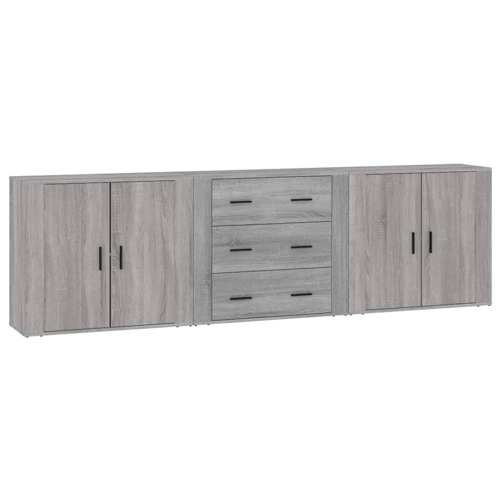 Credenza a buffet cassettiera mobiletto portaoggetti cucina soggiorno salotti 3 pezzi legno ingegnerizzato Sonoma grigio 02_0037171