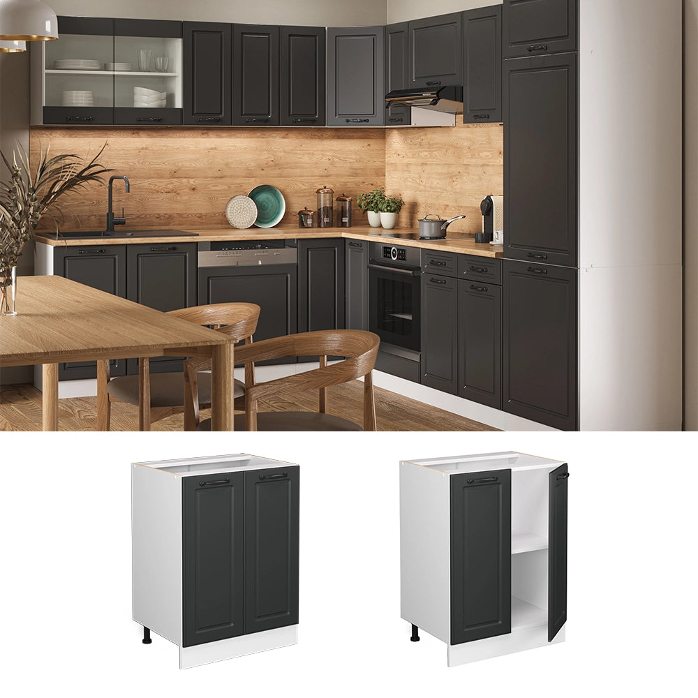 Vicco Mobiletto base cucina Antracite casa di campagna 60 cm , PL Marmo