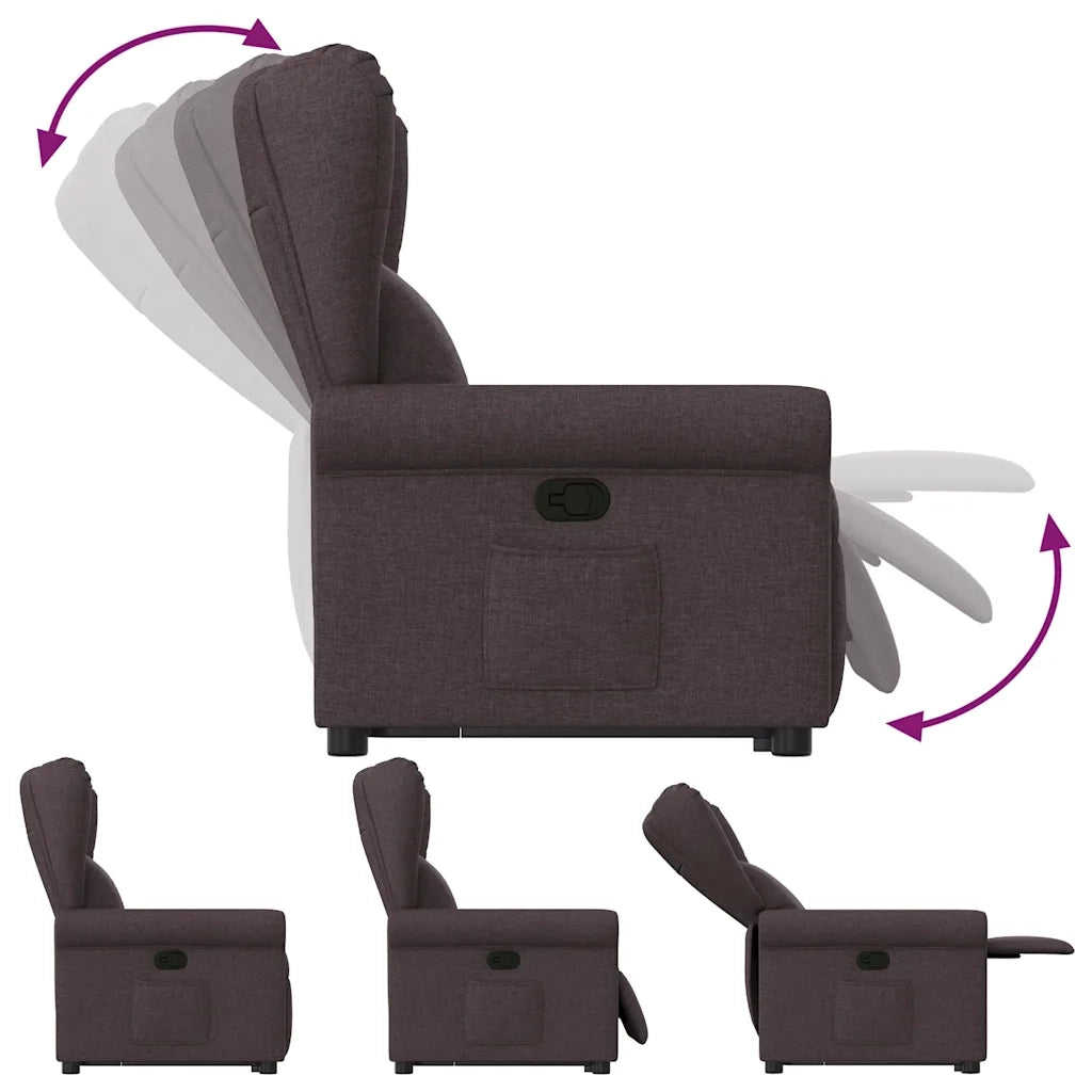 Poltrona Alzapersona Reclinabile Marrone Scuro in Tessuto 3303379