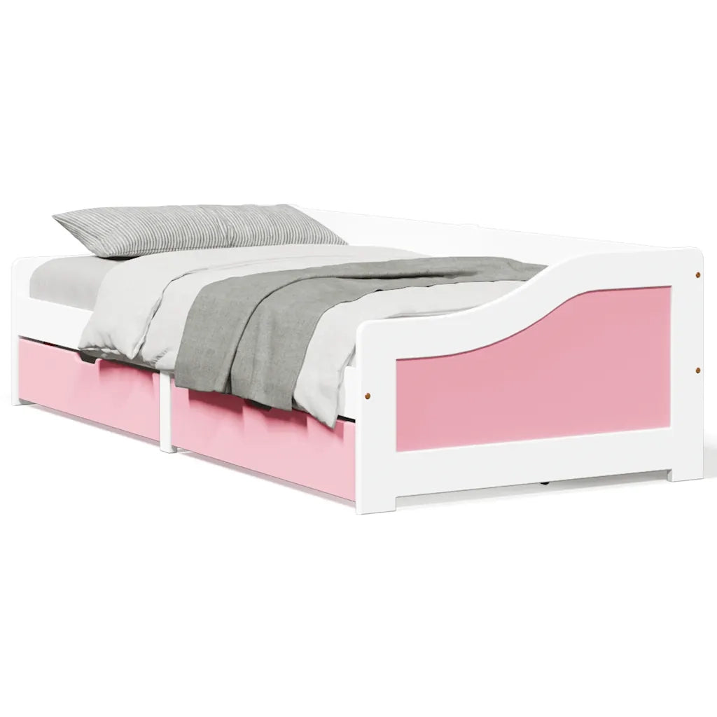 vidaXL Dormeuse 2 Cassetti senza Materasso Bianco&Rosa 90x200 cm IRUN