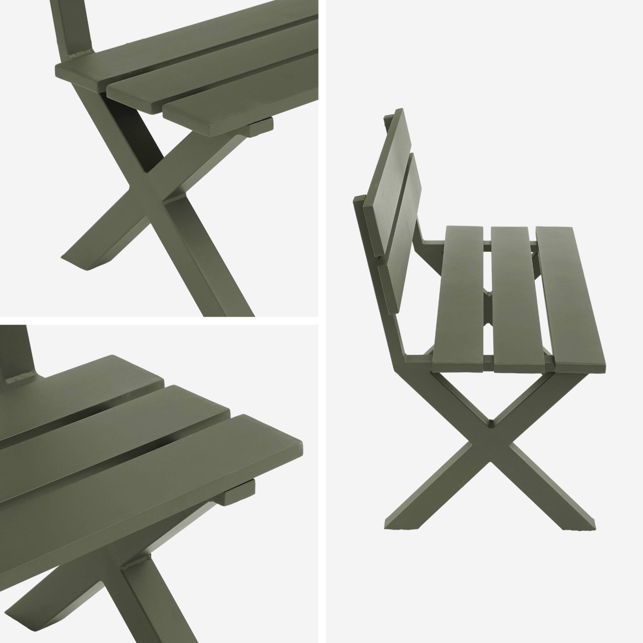 Panca da giardino in alluminio, 2 posti, verde kaki