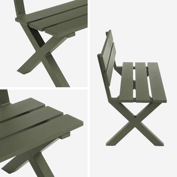 Panca da giardino in alluminio, 2 posti, verde kaki