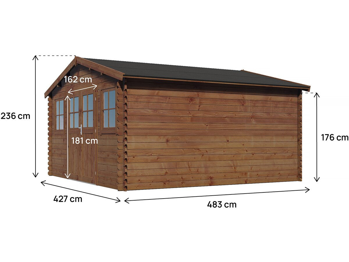 Casetta da giardino in legno autoclave marrone "Lormont" - 21,2 m² - 28 mm