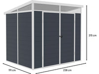 Capanno da giardino in resina "Detroit" - Grigio - 4,54 m² - 1,91 x 2,38 m