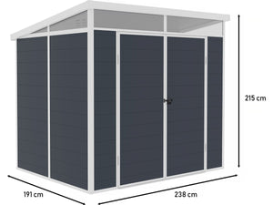 Capanno da giardino in resina "Detroit" - Grigio - 4,54 m² - 1,91 x 2,38 m