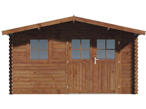 Casetta da giardino in legno marrone trattata in autoclave "Valmont" - 14 m² - 28 mm