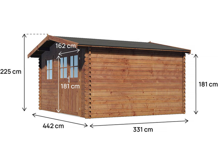 Casetta da giardino in legno marrone trattata in autoclave "Valmont" - 14 m² - 28 mm