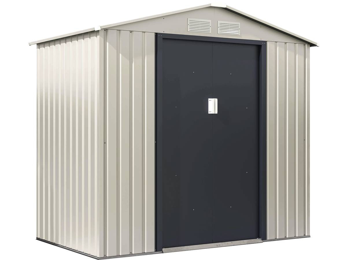 Casetta da giardino in metallo "Nebraska" - 4,07 m² - Beige/Grigio antracite