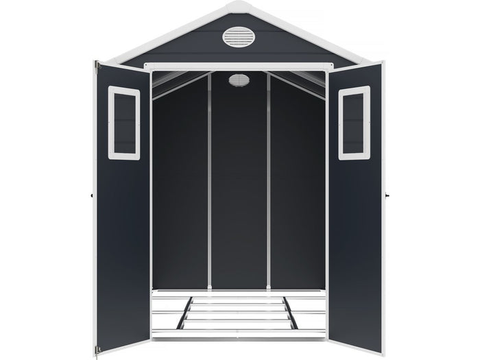 Casetta da giardino in resina "Texas" - 5,23 m² - Kit di ancoraggio incluso - Antracite