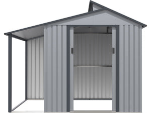 Capanno da giardino in metallo con pergola "Madras" - 5,64 m² -  Grigio