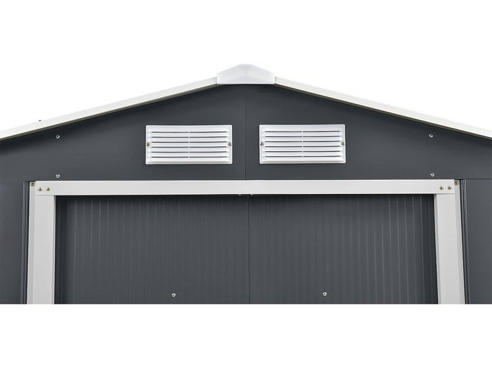 Capanno da giardino in metallo - "Vegas" - 7,06 m² con grondaia e serbatoio per il recupero dell'acqua