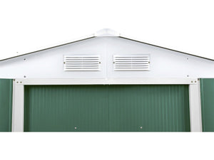 Capanno da giardino in metallo - "Rosas " - 10,85 m² con serbatoio per il recupero dell'acqua e grondaia