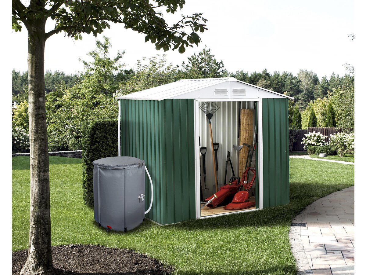 Capanno da giardino in metallo - "Rosas " - 2,71 m² con serbatoio per il recupero dell'acqua