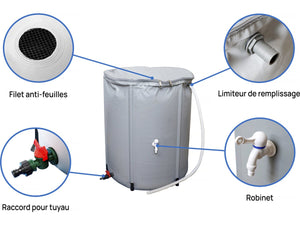 Capanno da giardino in metallo - "Rosas " - 4,07 m² con serbatoio per il recupero dell'acqua e grondaia