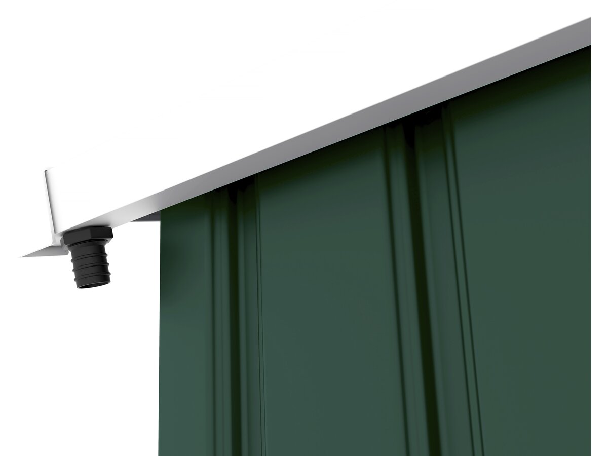 Capanno da giardino in metallo - "Rosas " - 7,06 m² con serbatoio per il recupero dell'acqua e grondaia