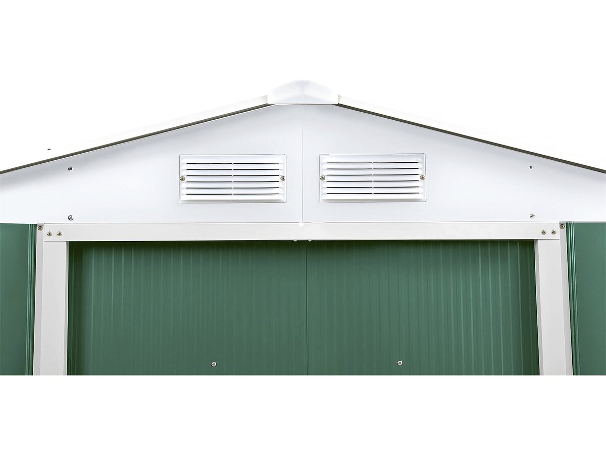 Capanno da giardino in metallo - "Rosas " - 7,06 m² con serbatoio per il recupero dell'acqua e grondaia