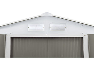 Capanno da giardino in metallo "Dallas" - 12,99 m² con grondaia e serbatoio per il recupero dell'acqua