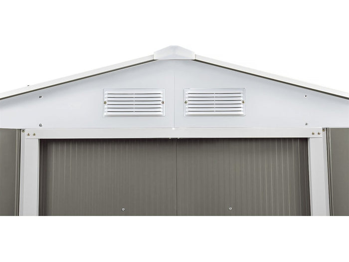 Capanno da giardino in metallo "Dallas" - 12,99 m² con grondaia e serbatoio per il recupero dell'acqua