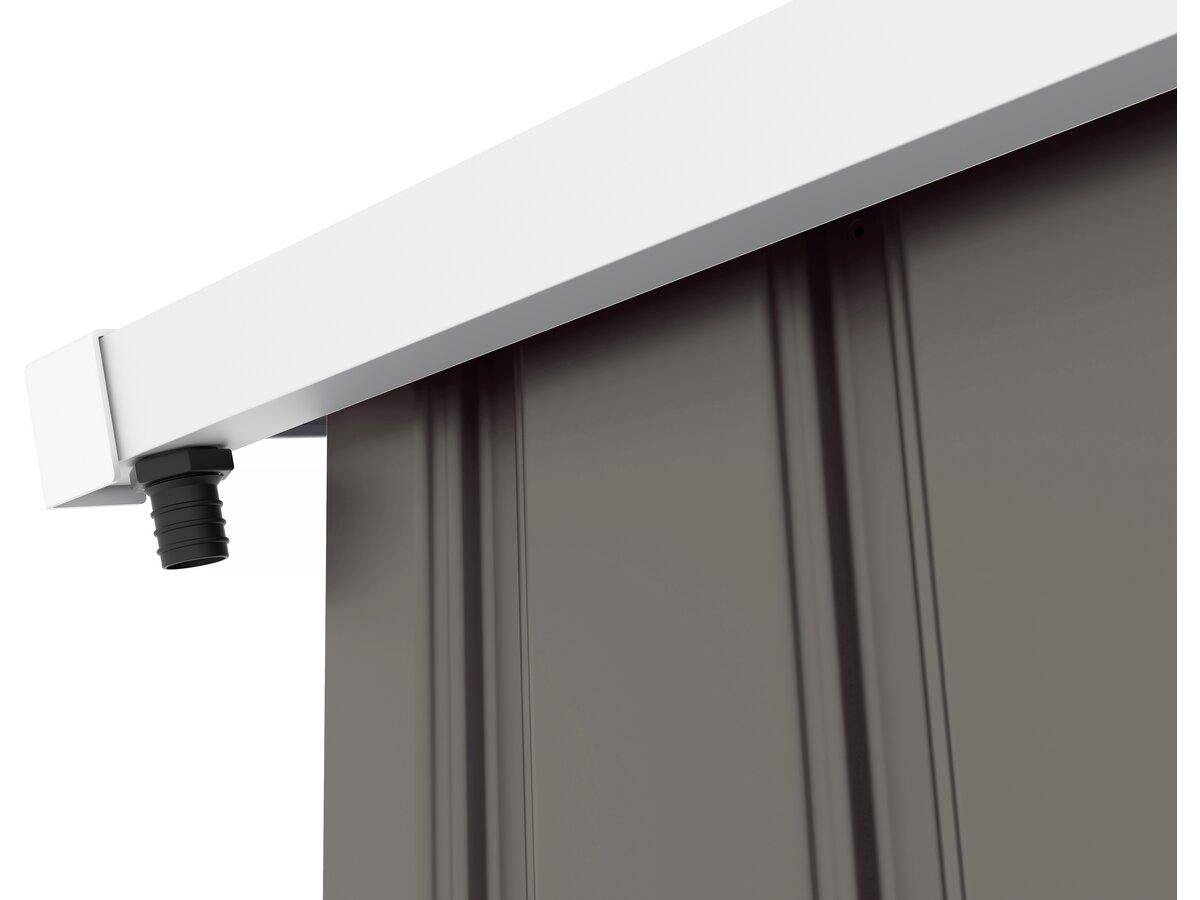 Capanno da giardino in metallo "Dallas" - 15,16 m² con grondaia e serbatoio per il recupero dell'acqua