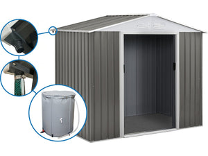 Casetta da giardino in metallo "Dallas" - 4,07 m² con grondaia e collettore d'acqua