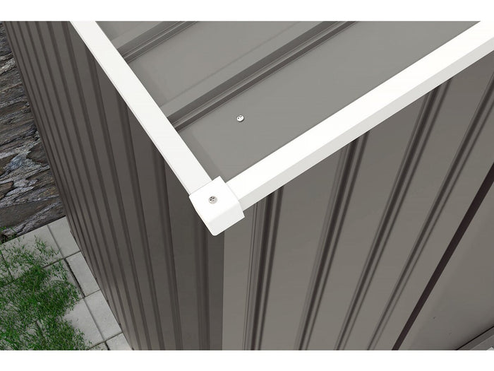 Capanno da giardino in metallo "Dallas"- 8,84 m² con grondaia e serbatoio per il recupero dell'acqua