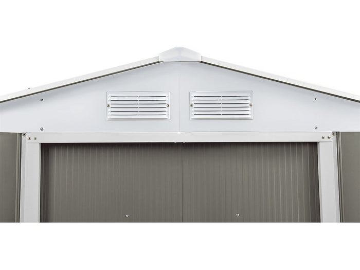 Capanno da giardino in metallo "Dallas"- 8,84 m² con grondaia e serbatoio per il recupero dell'acqua