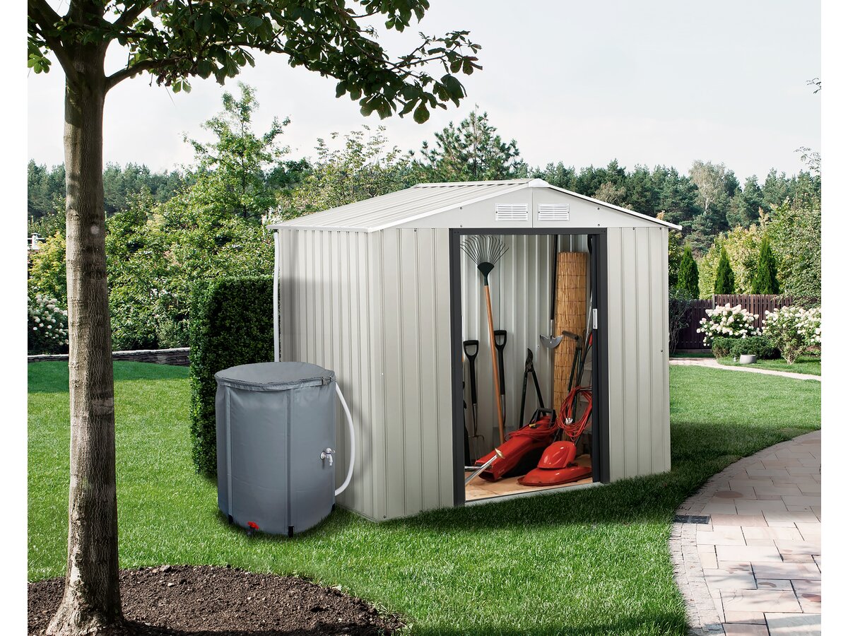 Casetta da giardino in metallo "Nebraska" - 4,07 m² con grondaia e collettore d'acqua