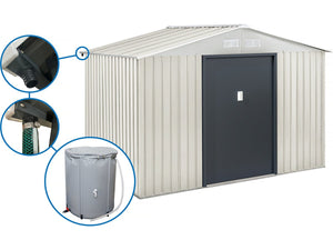 Casetta da giardino in metallo "Nebraska" - 5,29 m² con grondaia e raccoglitore d'acqua