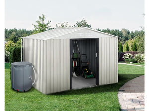 Casetta da giardino in metallo "Nebraska" - 5,29 m² con grondaia e raccoglitore d'acqua