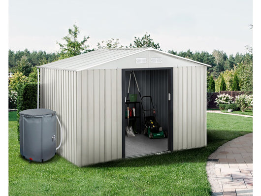 Casetta da giardino in metallo "Nebraska" - 5,29 m² con grondaia e raccoglitore d'acqua