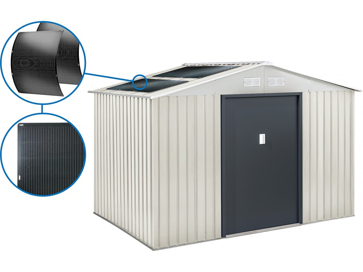 Casetta da giardino in metallo Nebraska - 5,29 m² con pannelli solari