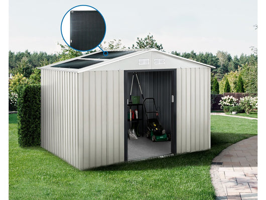 Casetta da giardino in metallo Nebraska - 5,29 m² con pannelli solari