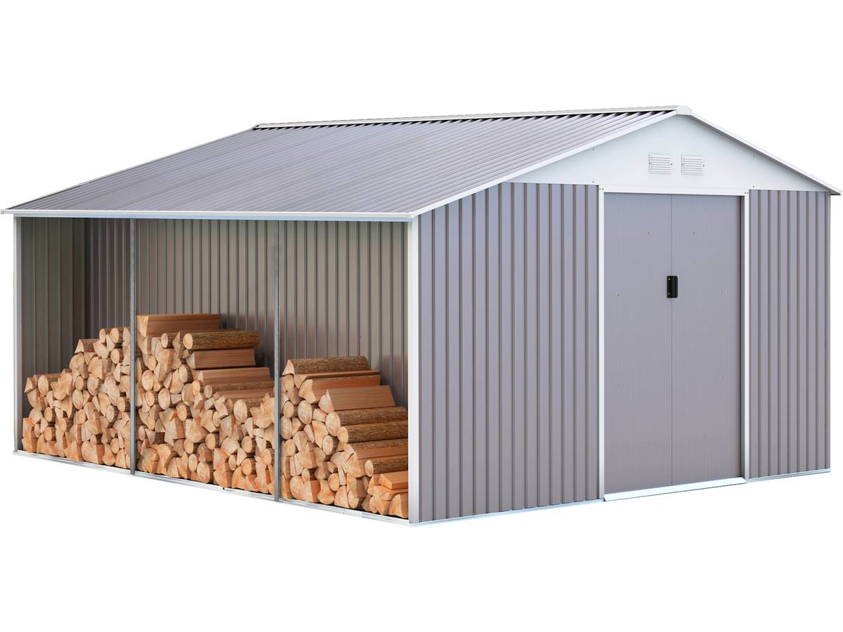 Capanno da giardino in metallo "Dallas" 15,16m²  con copri legna