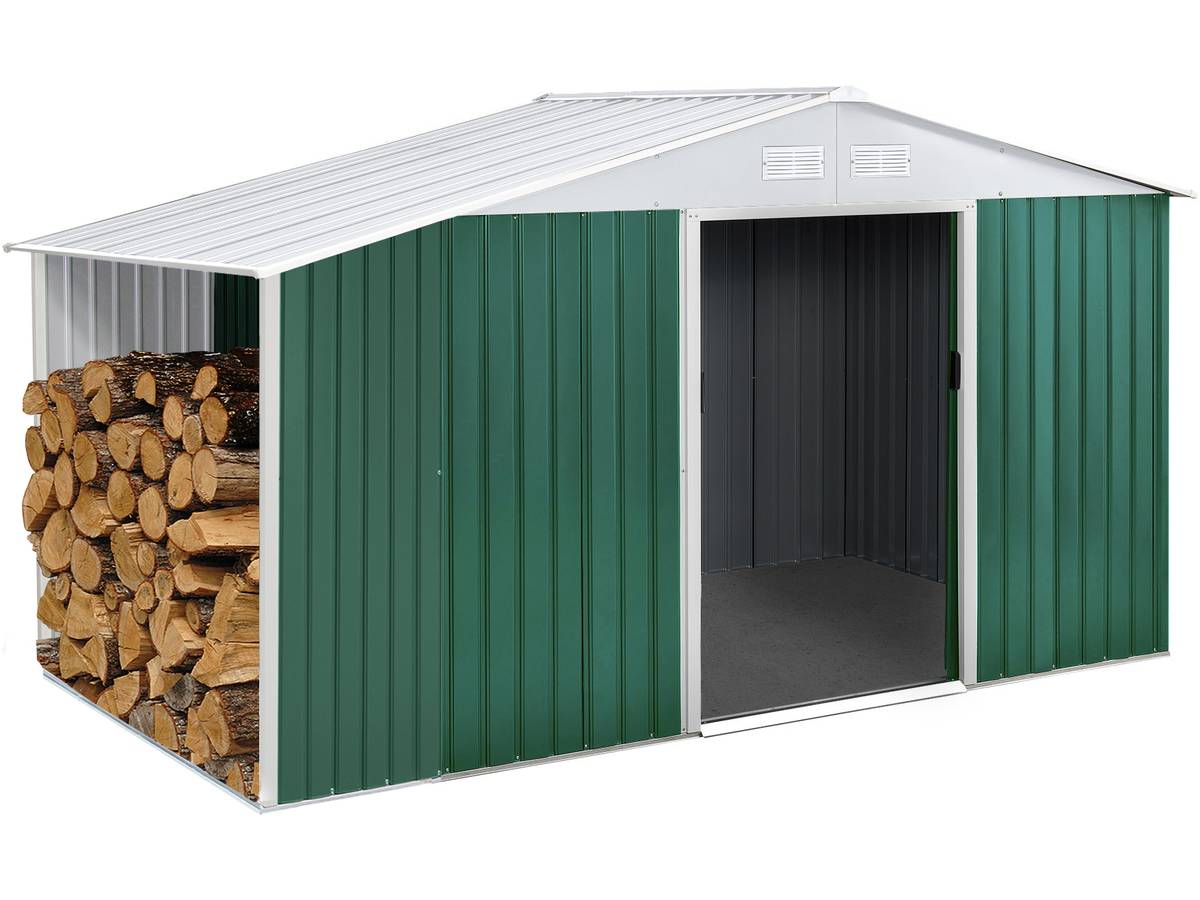 Capanno da giardino in metallo "Rosas" 4,07 m² con riparo legna