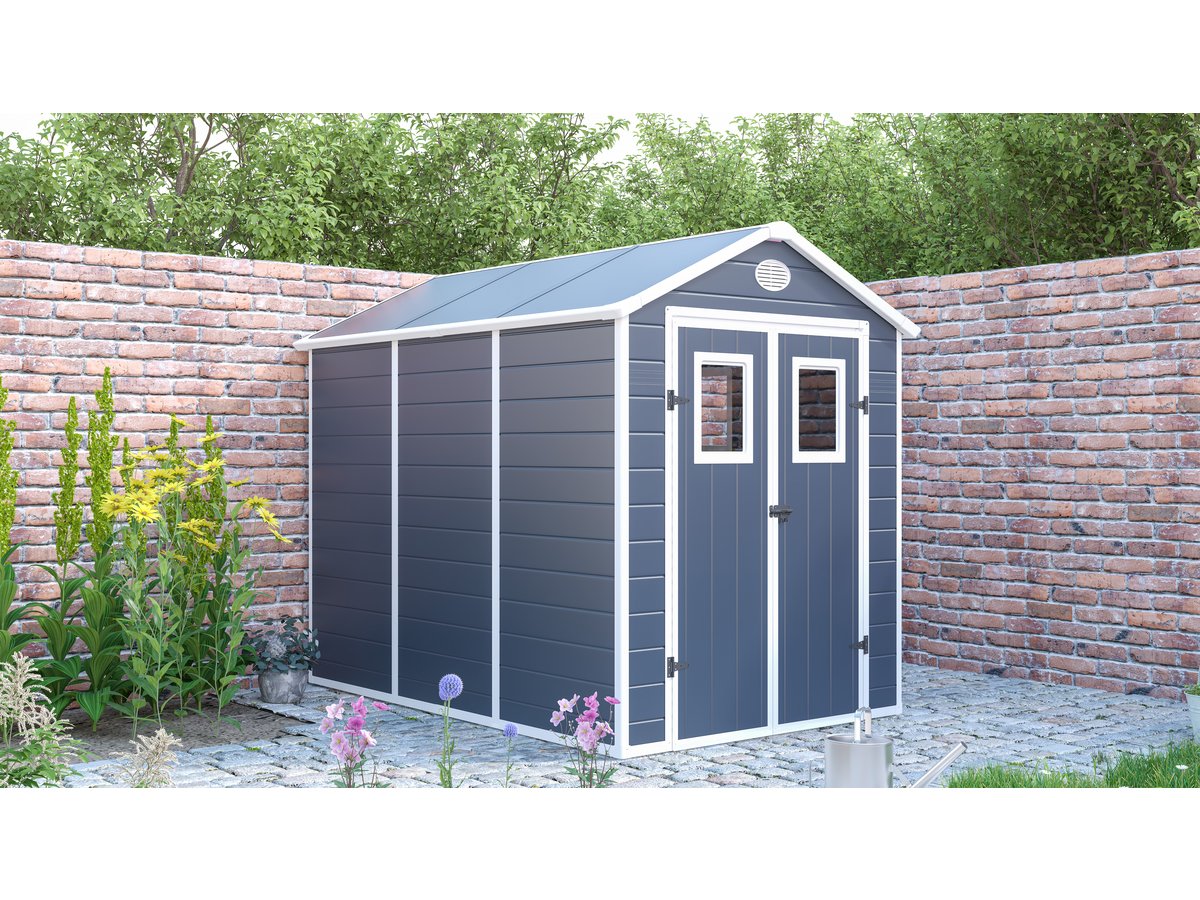 Casetta da giardino in resina "Texas" - 5,23 m² - Kit di ancoraggio incluso - Antracite