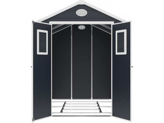 Casetta da giardino in resina "Texas" - 5,23 m² - Kit di ancoraggio incluso - Antracite