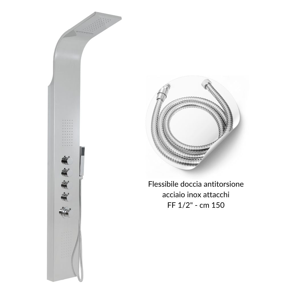 Colonna doccia termostatica siria 4 funzioni getto a cascata bocchette lombari *** finitura- cromo lucido, confezione 1