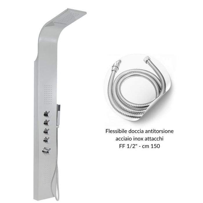 Colonna doccia termostatica siria 4 funzioni getto a cascata bocchette lombari *** finitura- cromo lucido, confezione 1