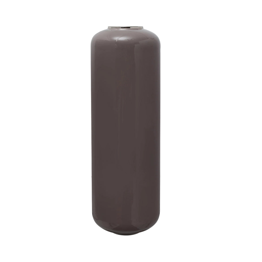 Vaso da terra Art Deco in ferro grigio e argento