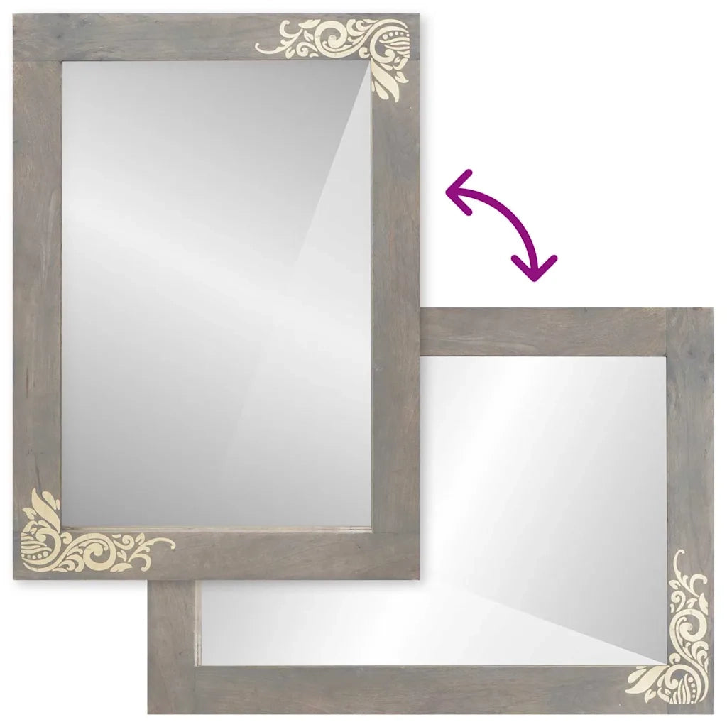 vidaXL Specchio da bagno con specchio Grigio e Argento 50 x 70 x 3 cm