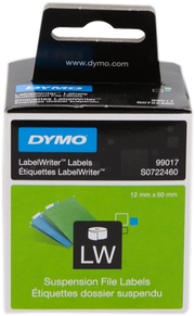 DYMO LW etichette originali per cartelle sospese / 12 mm x 50 mm / 12 rotoli da 220 etichette facilmente staccabili / autoadesive / per etichettatrici LabelWriter