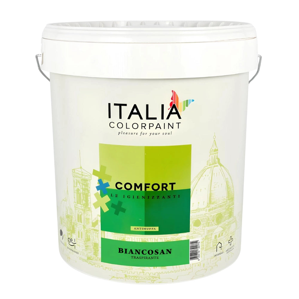Idropittura igienizzante antimuffa traspirante bianca comfort biancosan plus *** formato 4 lt, confezione 1