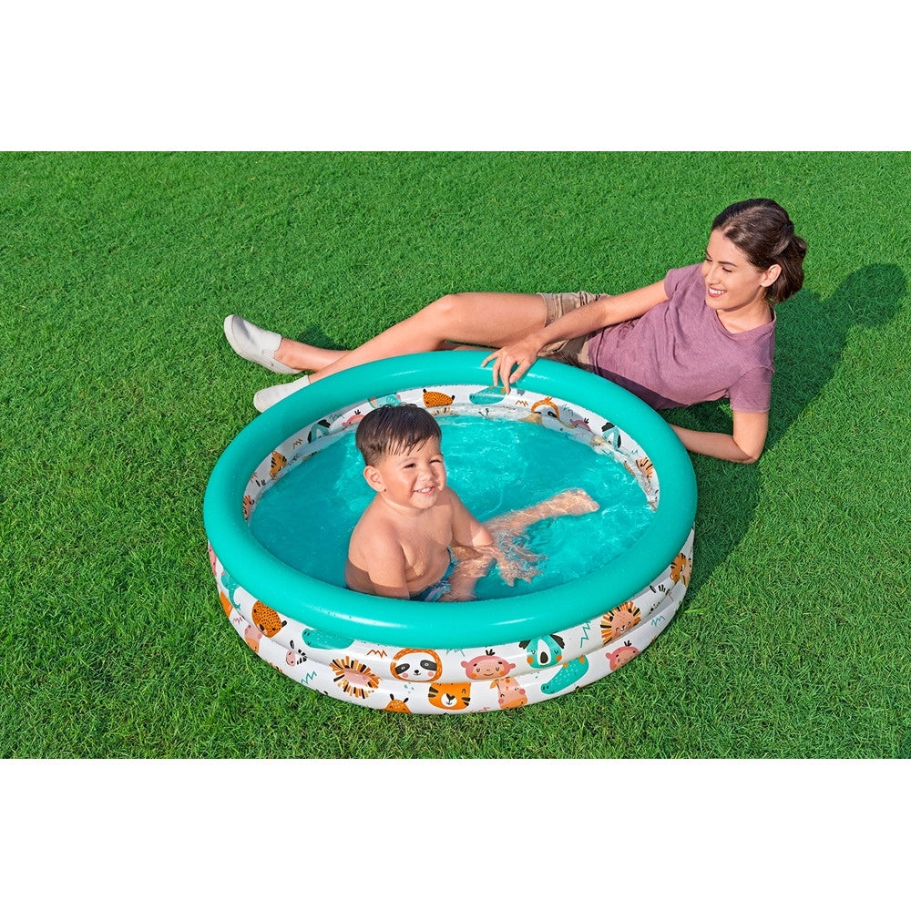Trade Shop - Piscina A 3 Anelli Gonfiabile Rotonda 102x25cm Per Bambini +2 Anni Giardino 51008 -