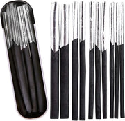 Set di matite a carbonio in legno con punta in metallo, 4 misure diverse, nero, con astuccio in alluminio, set professionale per disegno, schizzi e arte