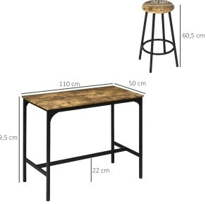 Set tavolo da bar 5 pezzi 110x50x89.5 cm salvaspazio in MDF marrone