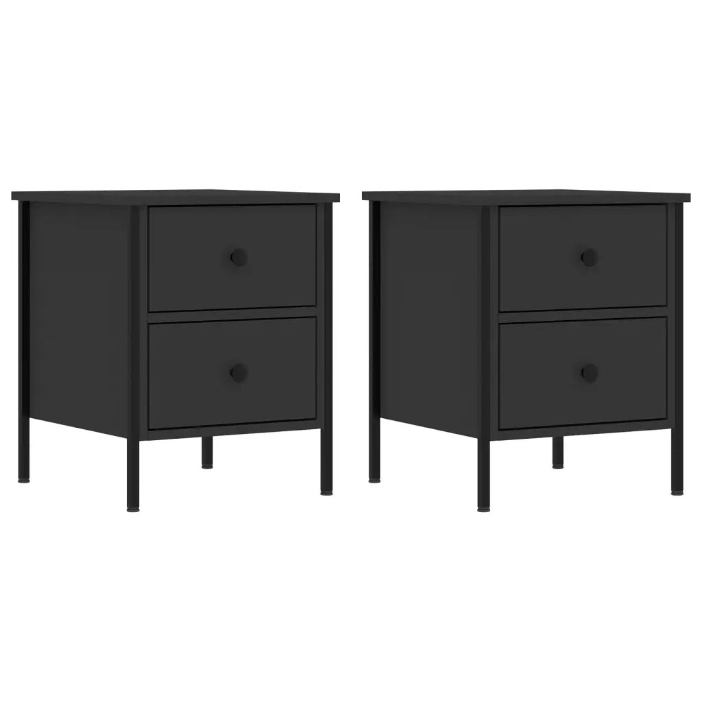 Comodini 2 pz Neri 40x42x50 cm in Legno Multistrato