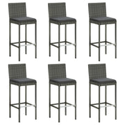 Sgabelli da Bar con Cuscini 6 pz in Polyrattan Grigio