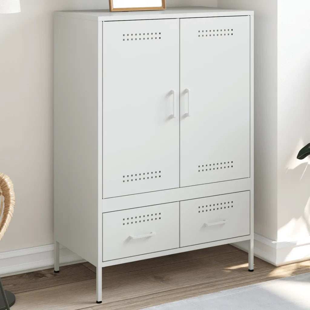 Credenza-Buffet-Armadio da cucina Bianca 68x39x101,5 cm in Acciaio 521699