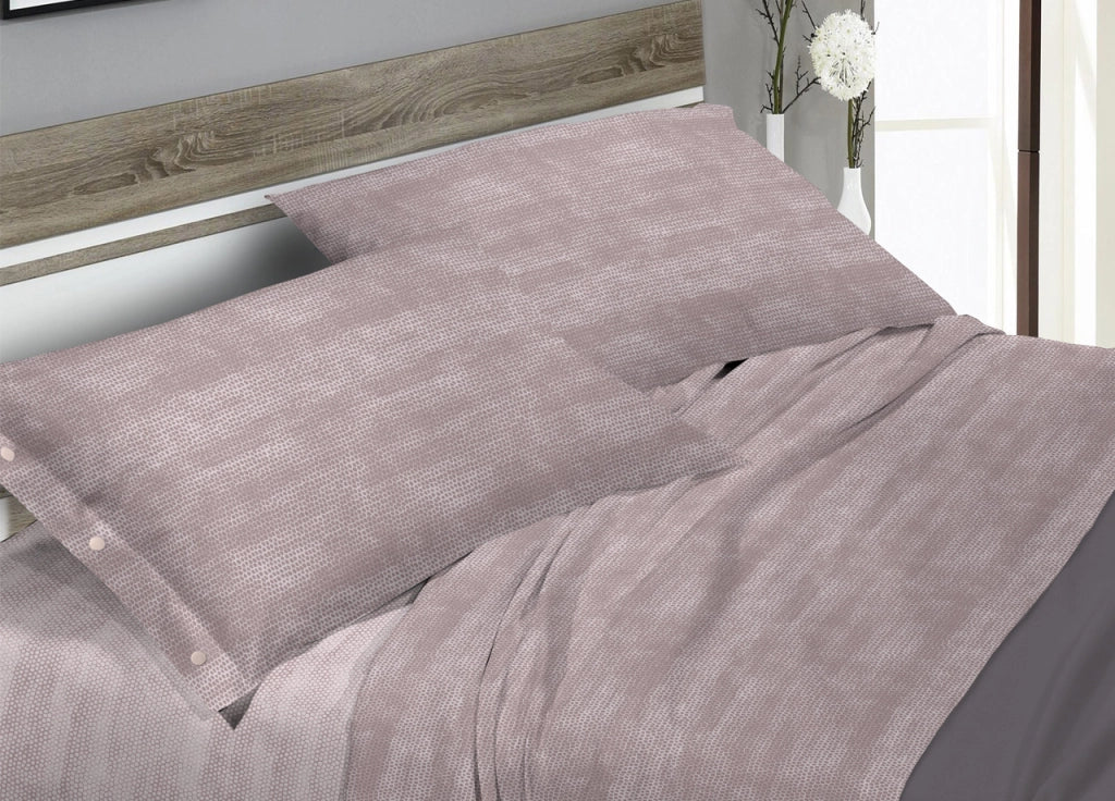 Completo Lenzuola Letto In 100% Cotone Fantasia Bon Bon - Maxi - Beige