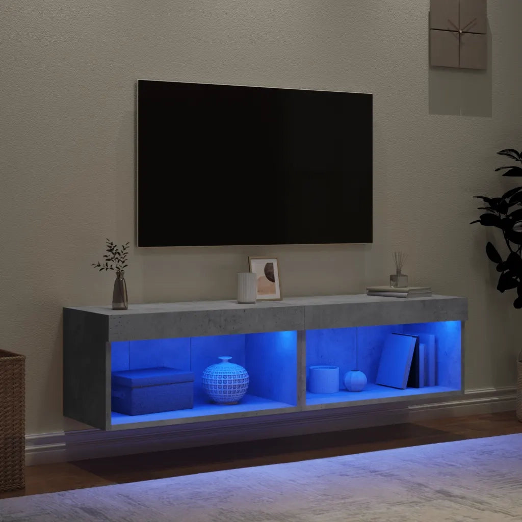 Mobili TV con Luci LED 2pz | Armadietto TV | Mobile Porta TV Grigio Cemento 60x30x30 cm